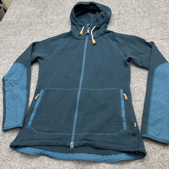 Fjallraven Ovik Fleece Hoodie Womens Small Blue Full Zip Outdoor Jacket - Picture 2 of 12